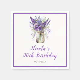 ラベンダーメイソンジャー誕生日 スタンダードカクテルナプキン