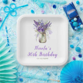 ラベンダーメイソンジャー誕生日 ペーパープレート (パーティー)