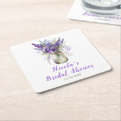 ラベンダーメイソンジャー ブライダルシャワー スクエアペーパーコースター (アングル)