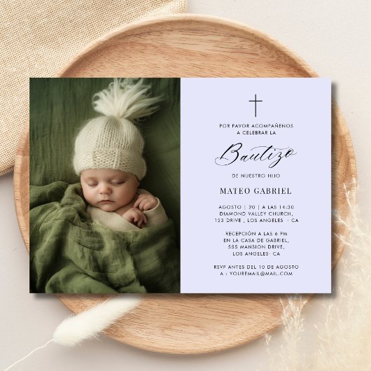 ラベンダーメキシコ洗礼招待状写真 招待状