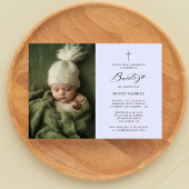 ラベンダーメキシコ風バプテスマ写真招待状 招待状