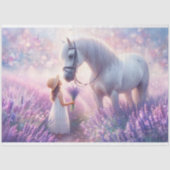 ラベンダーメドウデクページの白い馬と少女 薄葉紙 (正面)