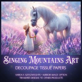 ラベンダーメドウデクページの白い馬と少女 薄葉紙