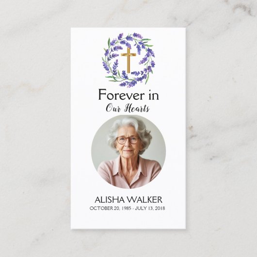 ラベンダーメモリアル祈りの言葉カード 名刺 (正面)