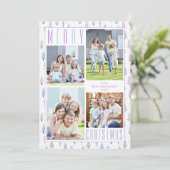 ラベンダーメリークリスマスフォトコラージツリー シーズンカード (スタンド正面)