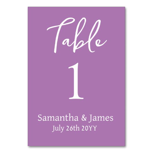 ラベンダーモダンエレガンス結婚ズ テーブルナンバー (裏面)