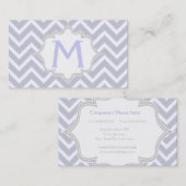 ラベンダーモダンパープル、グレーシェブロンのモノグラム 名刺 (正面/裏面)
