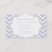 ラベンダーモダンパープル、グレーシェブロンのモノグラム 名刺 (裏面)
