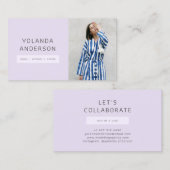 ラベンダーモダンファッションスタイリストの俳優モデル写真 名刺 (正面/裏面)