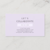 ラベンダーモダンファッションスタイリストの俳優モデル写真 名刺 (裏面)