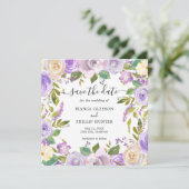 ラベンダーモダンフローラエレガントな結婚式 セーブザデート (スタンド正面)