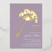 ラベンダーモダンフローラベビーシャワー 箔招待状 (正面)