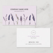 ラベンダーモダンフローラ付き素敵な名刺 名刺 (正面/裏面)