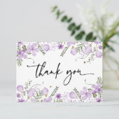 ラベンダーモダンワイルドフラワーサンキューカード サンキューカード (スタンド正面)