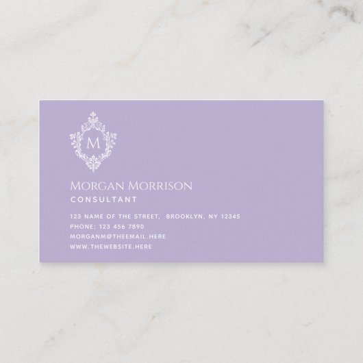 ラベンダーモノグラムエレガントクレスト紫 名刺 (裏面)