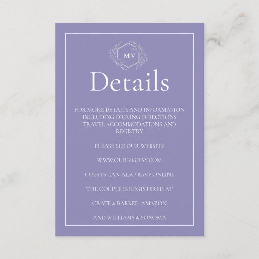 ラベンダーモノグラムクレアットエンクロージャカード エンクロージャーカード (正面)