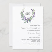 ラベンダーモノグラムクレストバイオレットウェディングレセプション 招待状 (正面)