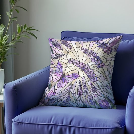 ラベンダーモーニングブリス – モザイクアート クッション