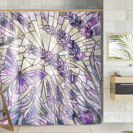 ラベンダーモーニングブリス – モザイクアート シャワーカーテン