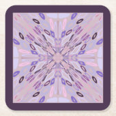 ラベンダーモーヴピンクパープルジオメトリック抽象芸術アート スクエアペーパーコースター (正面)
