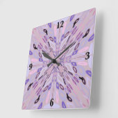 ラベンダーモーヴピンクパープルジオメトリック抽象芸術アート スクエア壁時計 (傾斜)