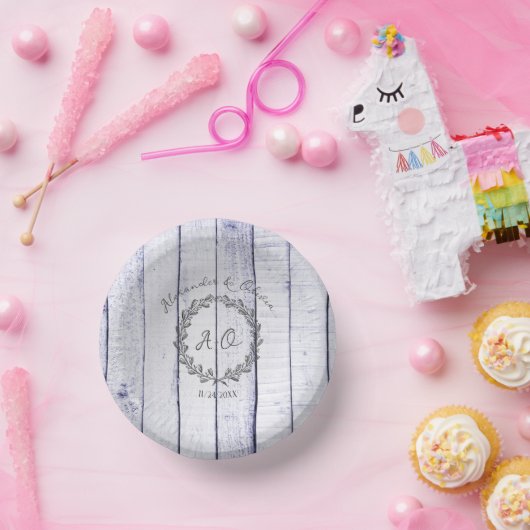 ラベンダーモ素朴ノグラム結婚ズ紙ボウル ペーパーボウル (パーティー)