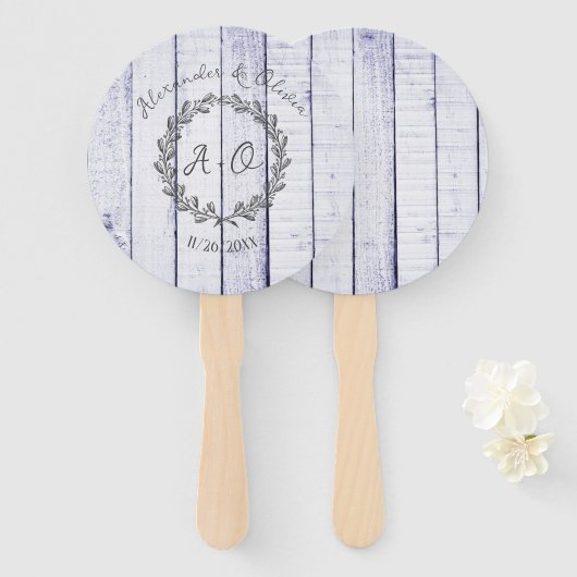 ラベンダーモ素朴ノグラム結婚式の引き出物ハンドファン ハンドファン (正面&裏面)