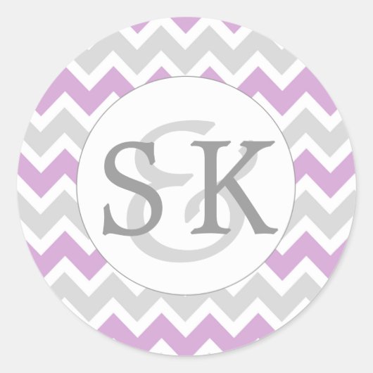 ラベンダーモ結婚ノグラム封筒用シール ラウンドシール (正面)