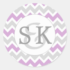 ラベンダーモ結婚ノグラム封筒用シール ラウンドシール