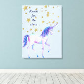 ラベンダーユニコーンは星を手に入れる キャンバスプリント (インサイチュ (ウッドフロア))