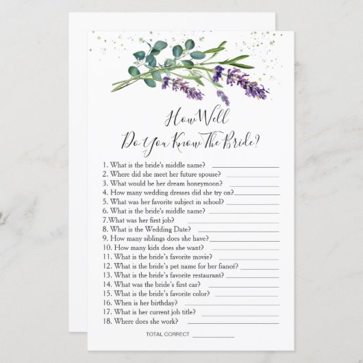 ラベンダーユーカリどのように良く花嫁を知っている (正面/裏面)