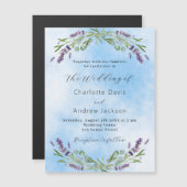 ラベンダーユーカリの緑の青いラグジュアリー結婚ズ マグネット招待状 (正面/裏面)