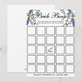 ラベンダーユーカリエレガントブライダルビンゴゲームカード 招待状 (正面/裏面)