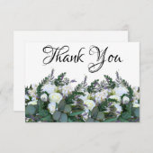 ラベンダーユーカリエレガントプトゥスホワイトローズの緑 サンキューカード (正面/裏面)