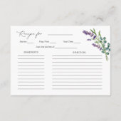 ラベンダーユーカリブライダルシャワーレシピ エンクロージャーカード (裏面)