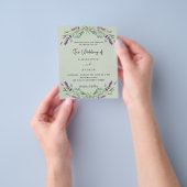 ラベンダーユーカリプタスセージバジェット結婚式招待状 チラシ (手)