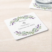 ラベンダーユーカリプタスフローラ結婚植物学 スクエアペーパーコースター (アングル)