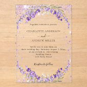 ラベンダーユーカリプタス夕べ結婚ズ アクリル招待状 (正面)