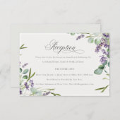 ラベンダーユーカリプトゥスの葉のウェディングレセプション エンクロージャーカード (正面/裏面)