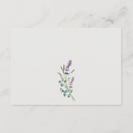 ラベンダーユーカリプトゥスの葉のウェディングレセプション エンクロージャーカード (裏面)
