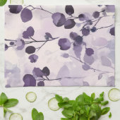 ラベンダーユーカリプトゥスウォーターカラーフローラ キッチンタオル (折り畳み)