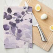 ラベンダーユーカリプトゥスウォーターカラーフローラ キッチンタオル (四つ折り)