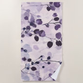 ラベンダーユーカリプトゥスウォーターカラーフローラ ビーチタオル (正面)