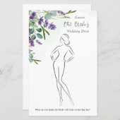 ラベンダーユーカリプトゥスゲットドレスブライダルシャワーゲーム (正面/裏面)