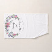 ラベンダーユーカリプトゥスピンクのバラの水色 バスタオルセット (ハンドタオル)