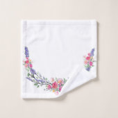 ラベンダーユーカリプトゥスピンクのバラの水色 バスタオルセット (ウォッシュタオル)