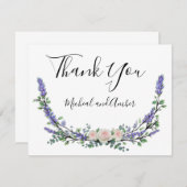 ラベンダーユーカリプトゥスピンクホワイトローズ サンキューカード (正面/裏面)