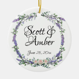 ラベンダーユーカリプトゥスピンクホワイトローズ セラミックオーナメント