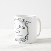 ラベンダーユーカリプトゥスピンク白いバラ母 コーヒーマグカップ (正面右)