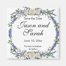 ラベンダーユーカリプトゥスホワイトピンクのバラ マグネット